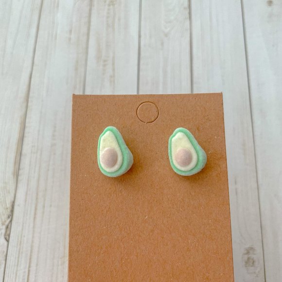 🖤 Fuzzy Avocado Stud Earrings - Picture 3 of 5